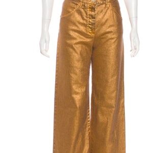 Chanel 15C Paris Dubai Gold Jeans Pants  #38 NWOT